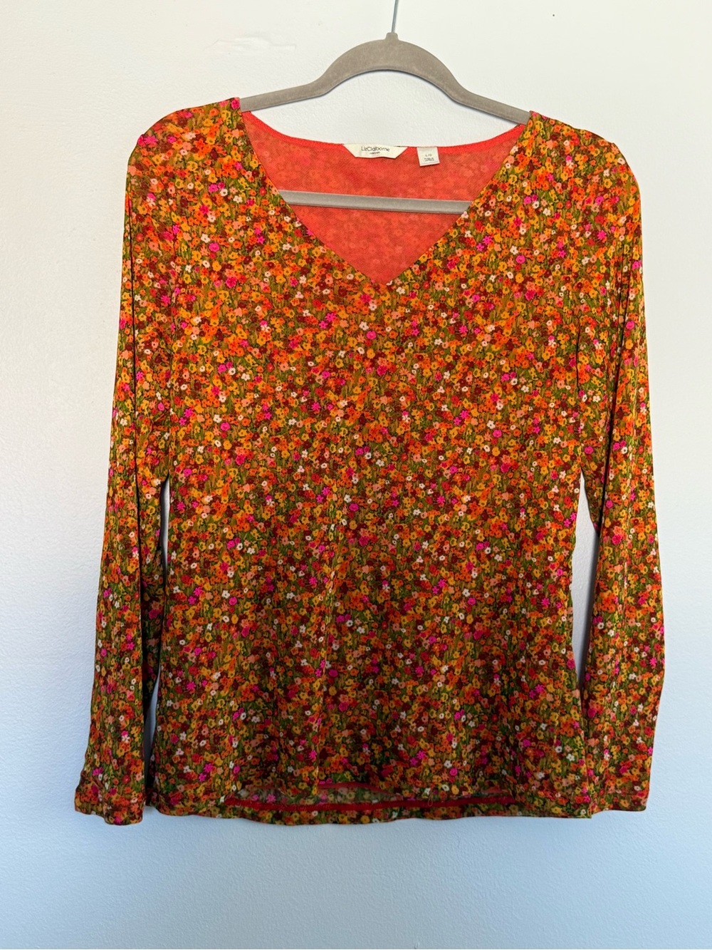 Multicolor Floral V-Neck Long Sleeve Top